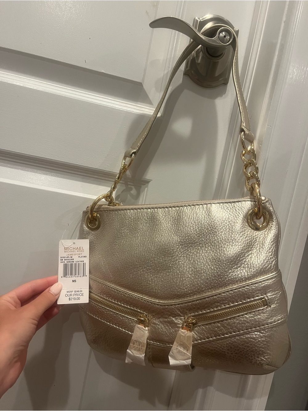 MICHAEL Michael Kors Metallic Gold Pebbled Leather Shoulder Bag